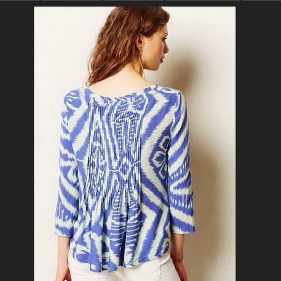 Anthropologie " Vanessa Virginia" Blue & Mint Top - Picture 8 of 8